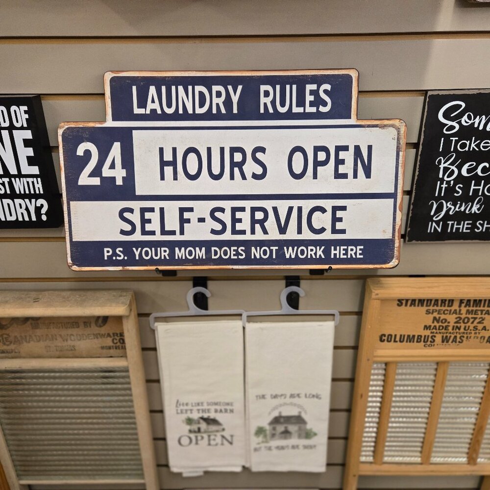 Tin Metal NEW Laundry Rules Wall Sign Farmhouse Home Decor